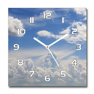 Square glass wall clock Clouds in the sky