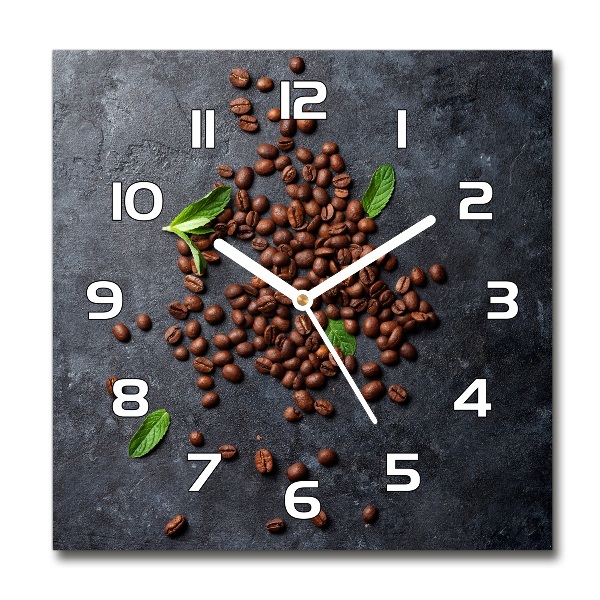 Square glass wall clock Coffee beans