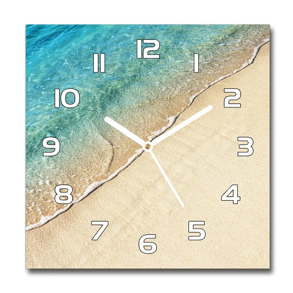 Square glass wall clock Beach wave