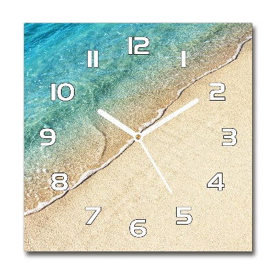 Square glass wall clock Beach wave