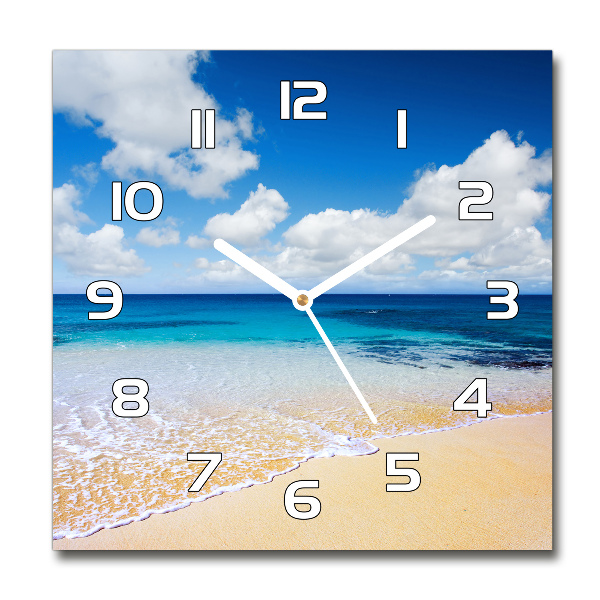 Square glass wall clock Calm sea