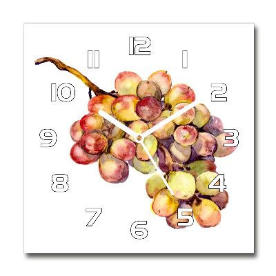 Square glass wall clock Bunch of grapes