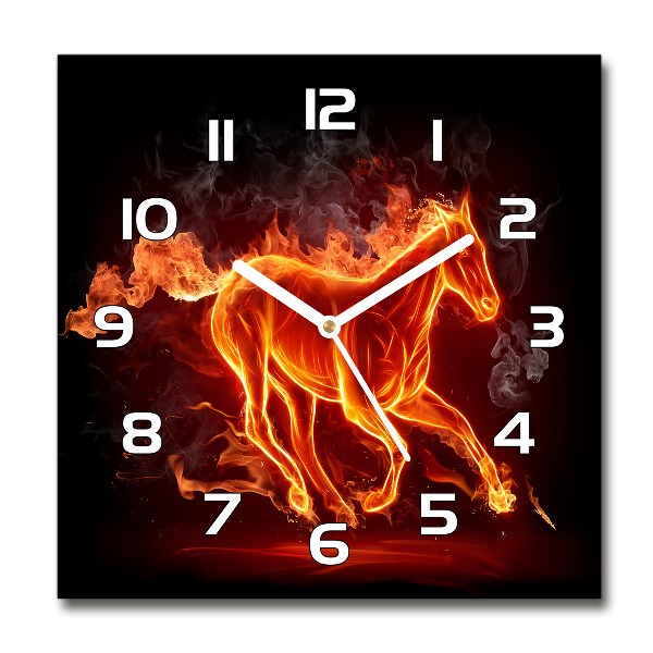 Square wall clock Horse in flames