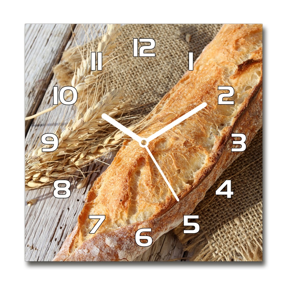 Square wall clock Fresh baguette