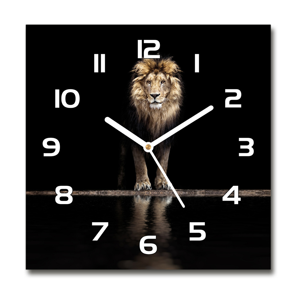 Square wall clock Portrait of a lion