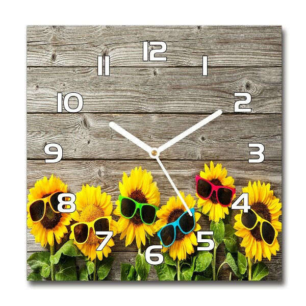 Square wall clock Sunflowers