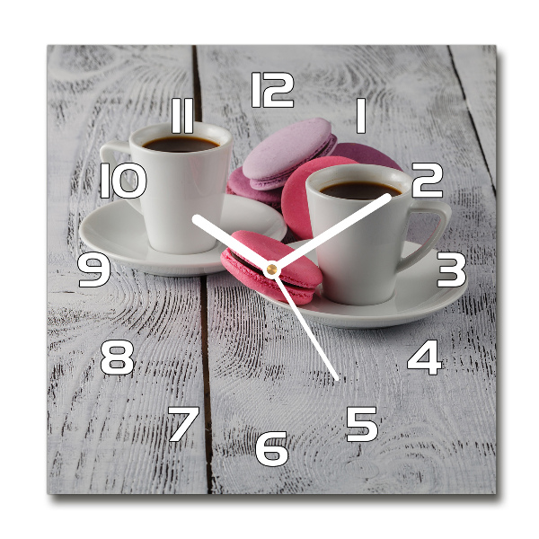 Square wall clock Coffee and cakes