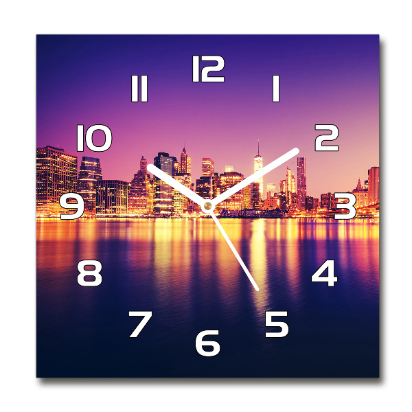 Square glass wall clock Manhattan New York