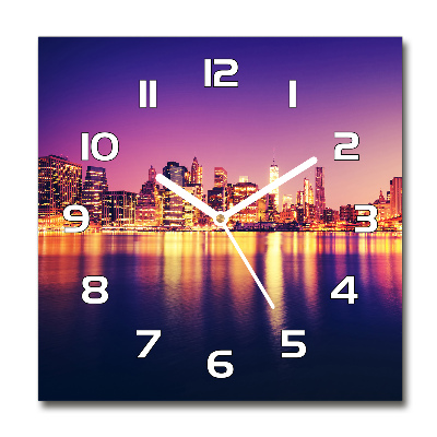 Square glass wall clock Manhattan New York