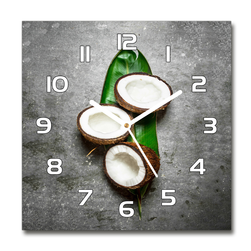 Square kitchen clock Coconut halves