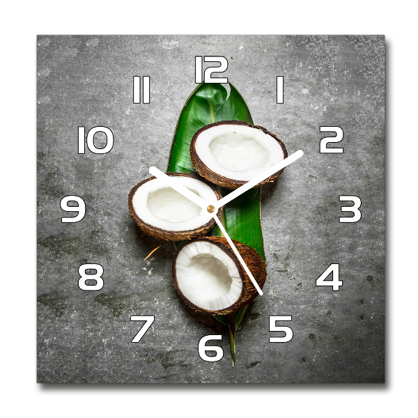 Square kitchen clock Coconut halves