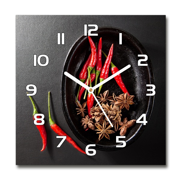 Square wall clock Chilli peppers