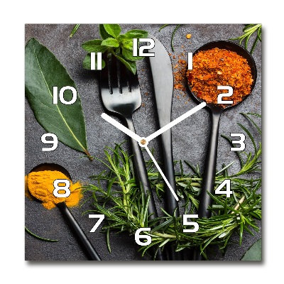 Square wall clock Cutlery and spices