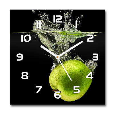 Square wall clock Green apples