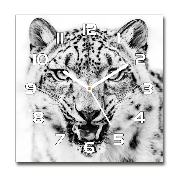 Square glass wall clock Snow panther