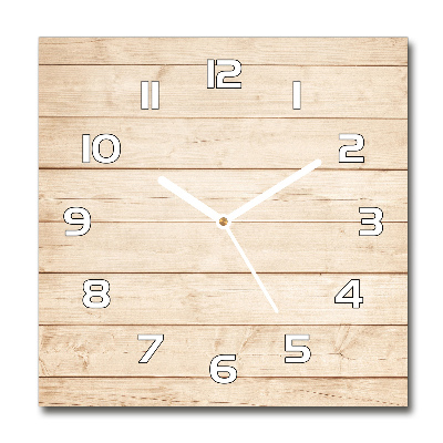 Square glass wall clock Wooden background