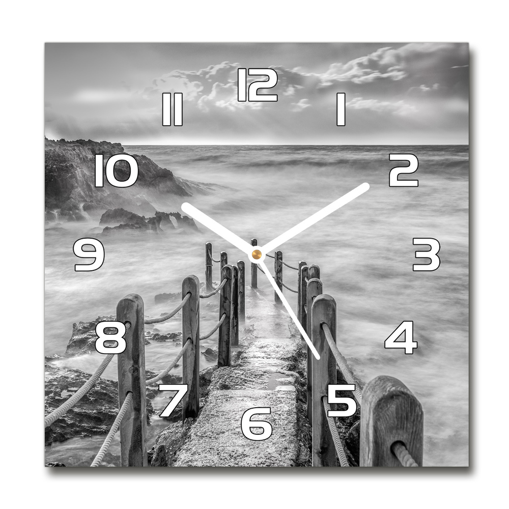 Square wall clock Path at the sea