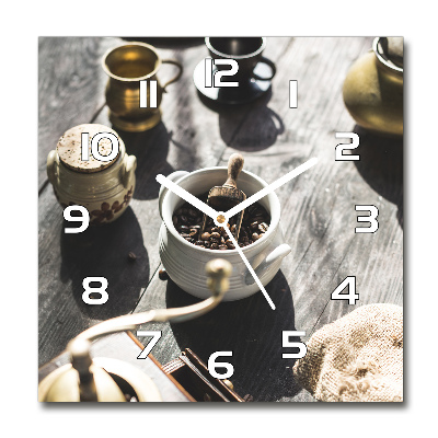 Square wall clock Coffee grinder