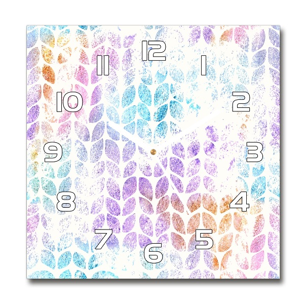 Square kitchen clock Colorful leaves