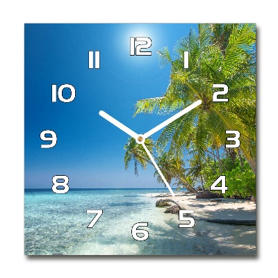 Square wall clock Maldives beach