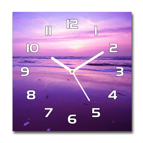 Square wall clock Sunset sea