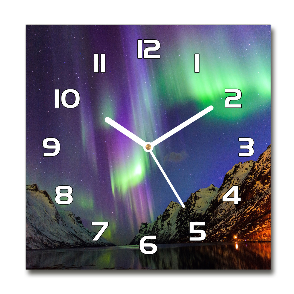 Square wall clock Northern lights