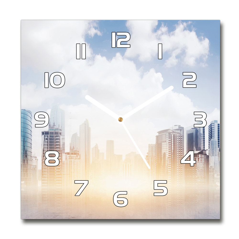 Square kitchen clock Skyscrapers