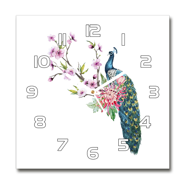 Square wall clock Paw and flowers