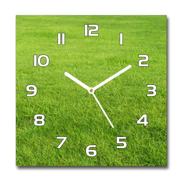 Square kitchen clock green grass