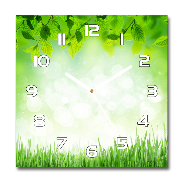 Square wall clock Leaves and grass