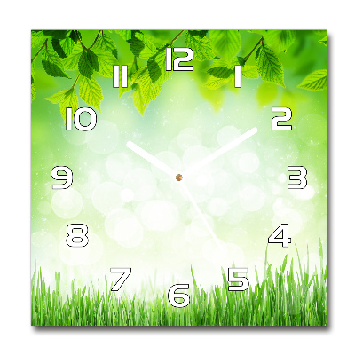 Square wall clock Leaves and grass