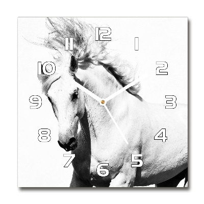 Square wall clock White horse