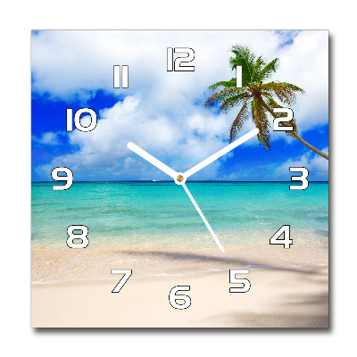 Square wall clock Caribbean beach