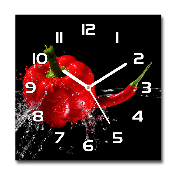 Square kitchen clock Red peppers