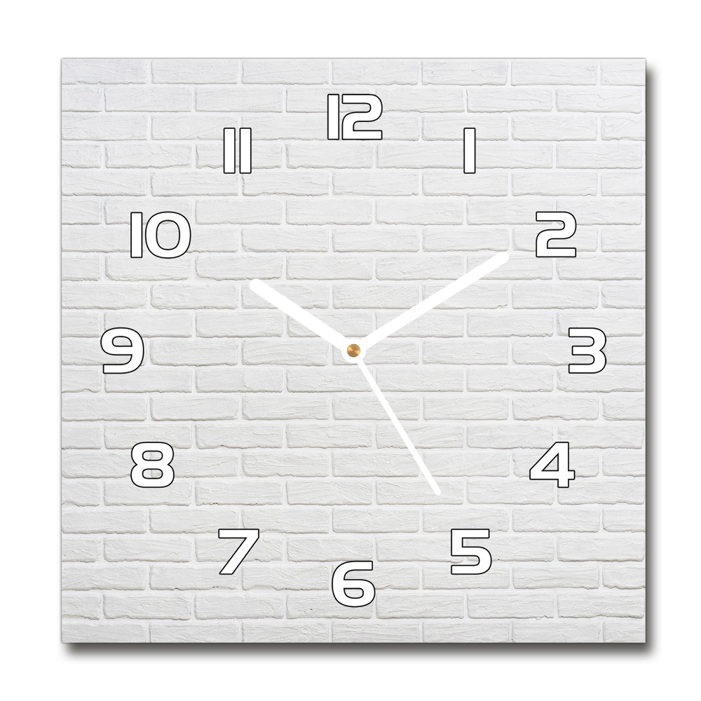 Square glass wall clock Brick wall