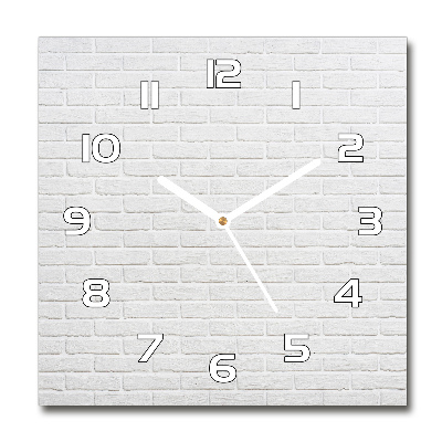 Square glass wall clock Brick wall