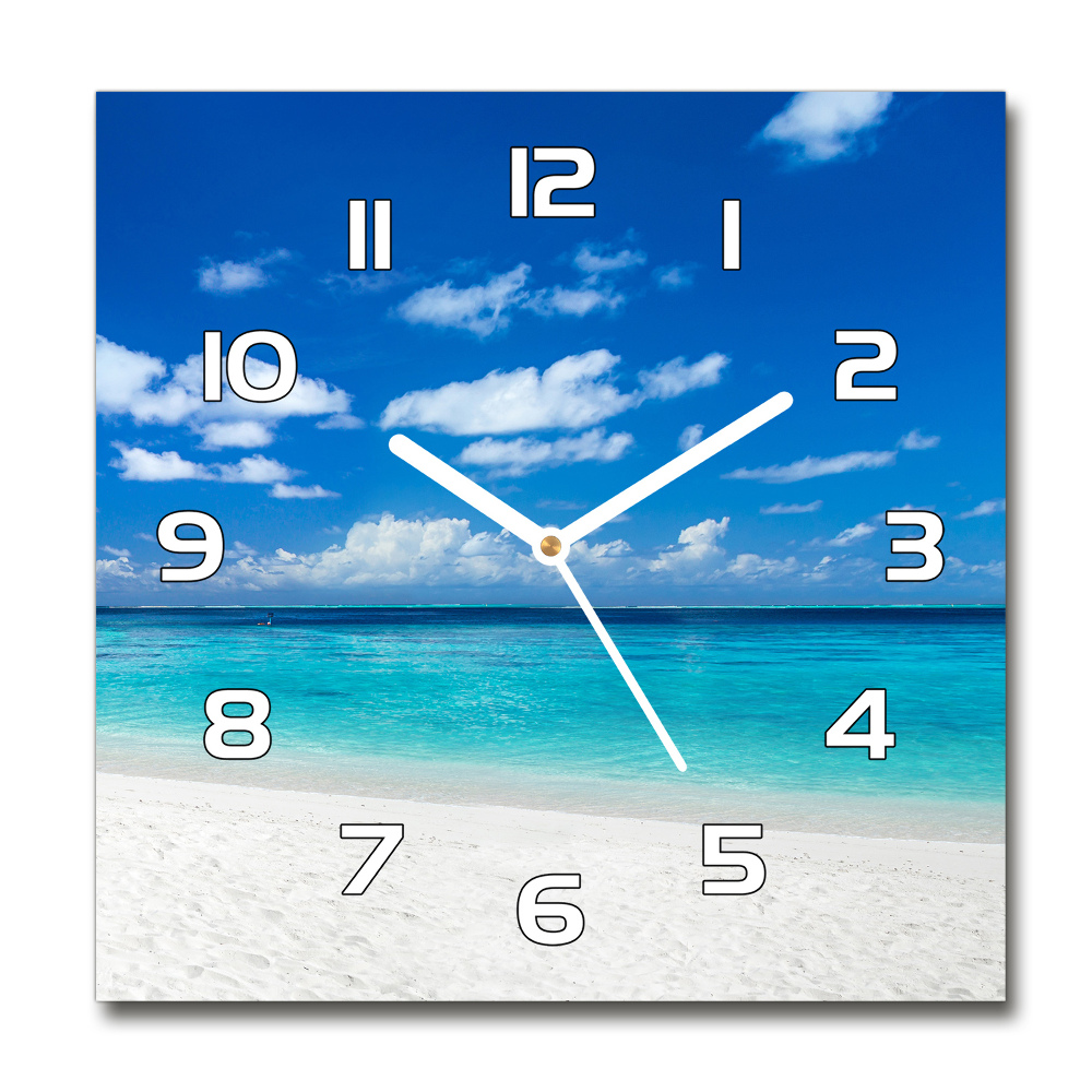 Square wall clock Tropical beach