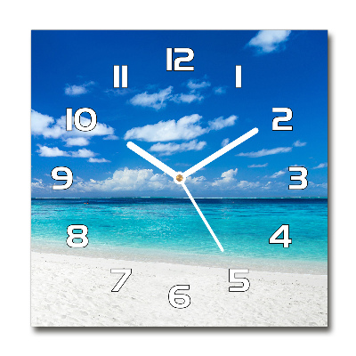 Square wall clock Tropical beach