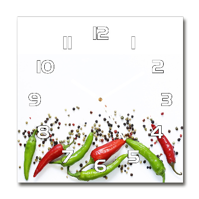 Square kitchen clock Chilli peppers