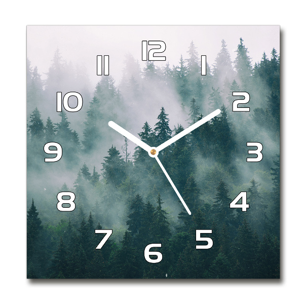 Square wall clock Fog over the forest