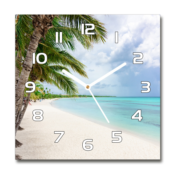 Square wall clock Tropical beach