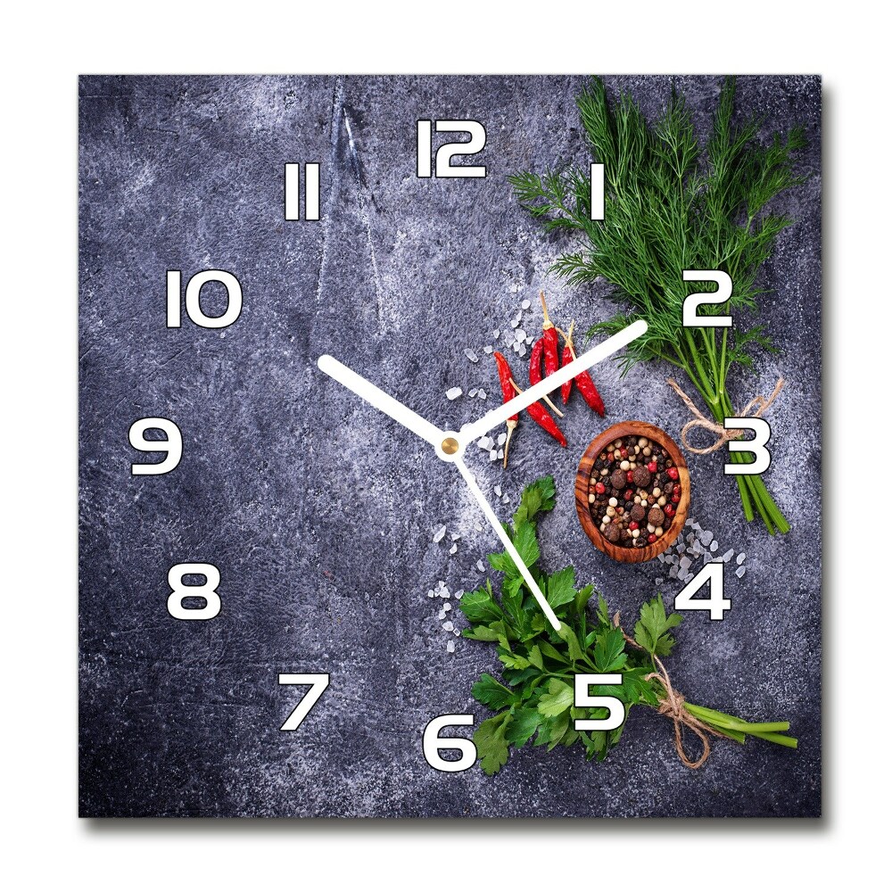 Square kitchen clock Herbs and spices