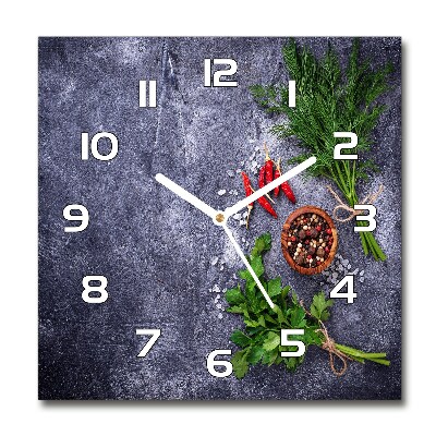 Square kitchen clock Herbs and spices