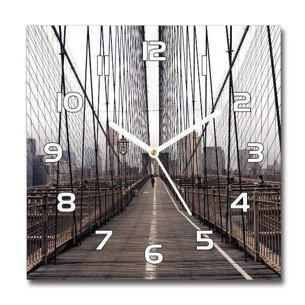 Square glass wall clock Brooklyn bridge