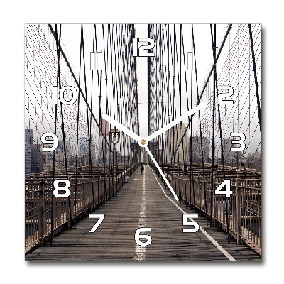 Square glass wall clock Brooklyn bridge