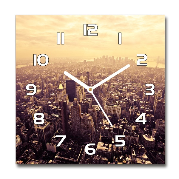 Square glass wall clock Manhattan New York