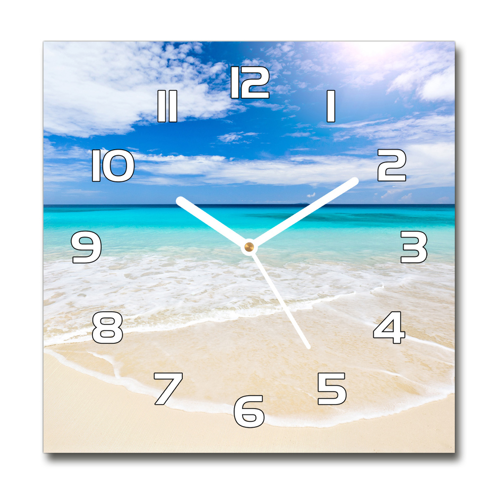 Square wall clock Tropical beach