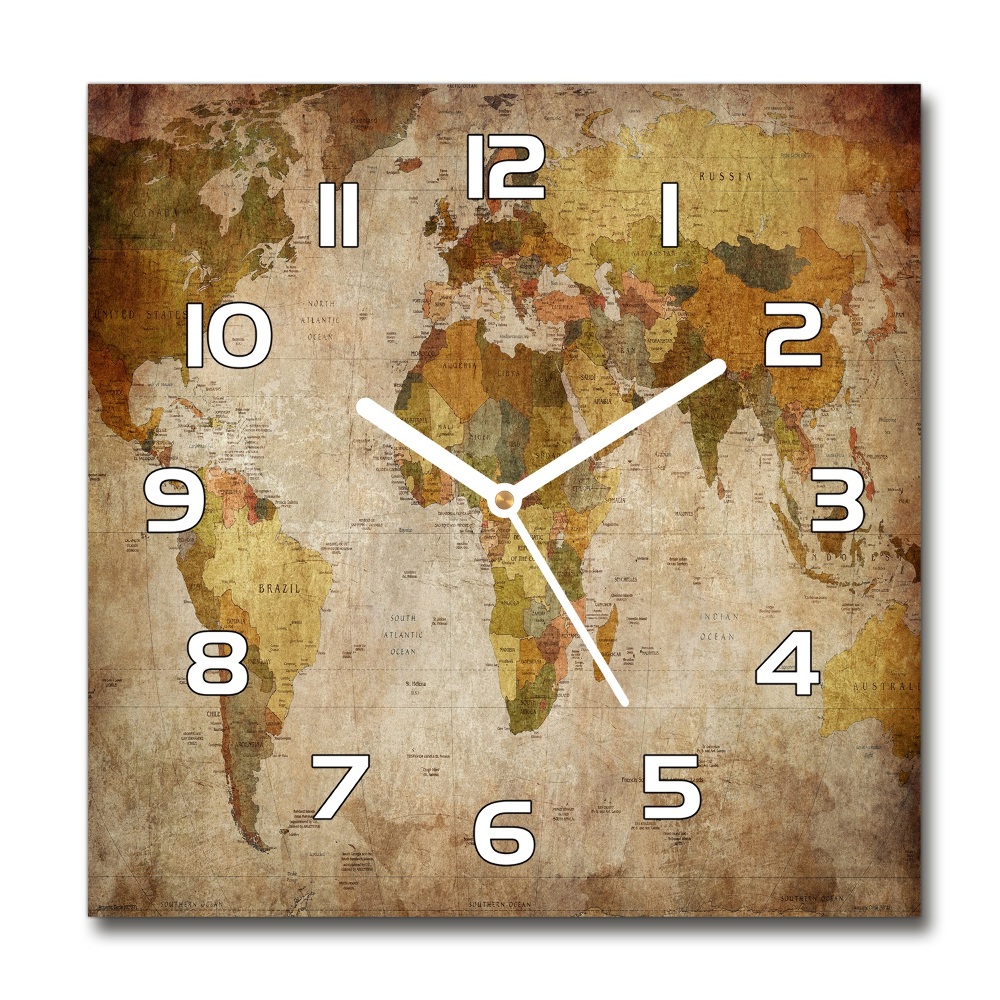 Square wall clock Political map