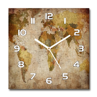 Square wall clock Political map