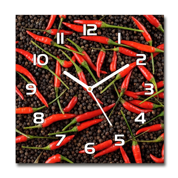 Square wall clock Chilli peppers